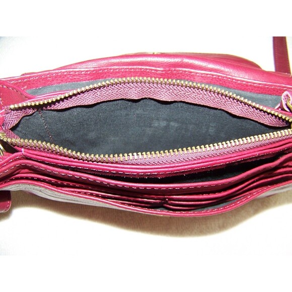 Leather Crossbody Wallet Purse Wristlet Burgundy Convertible Bag Removable Strap - Picture 10 of 16